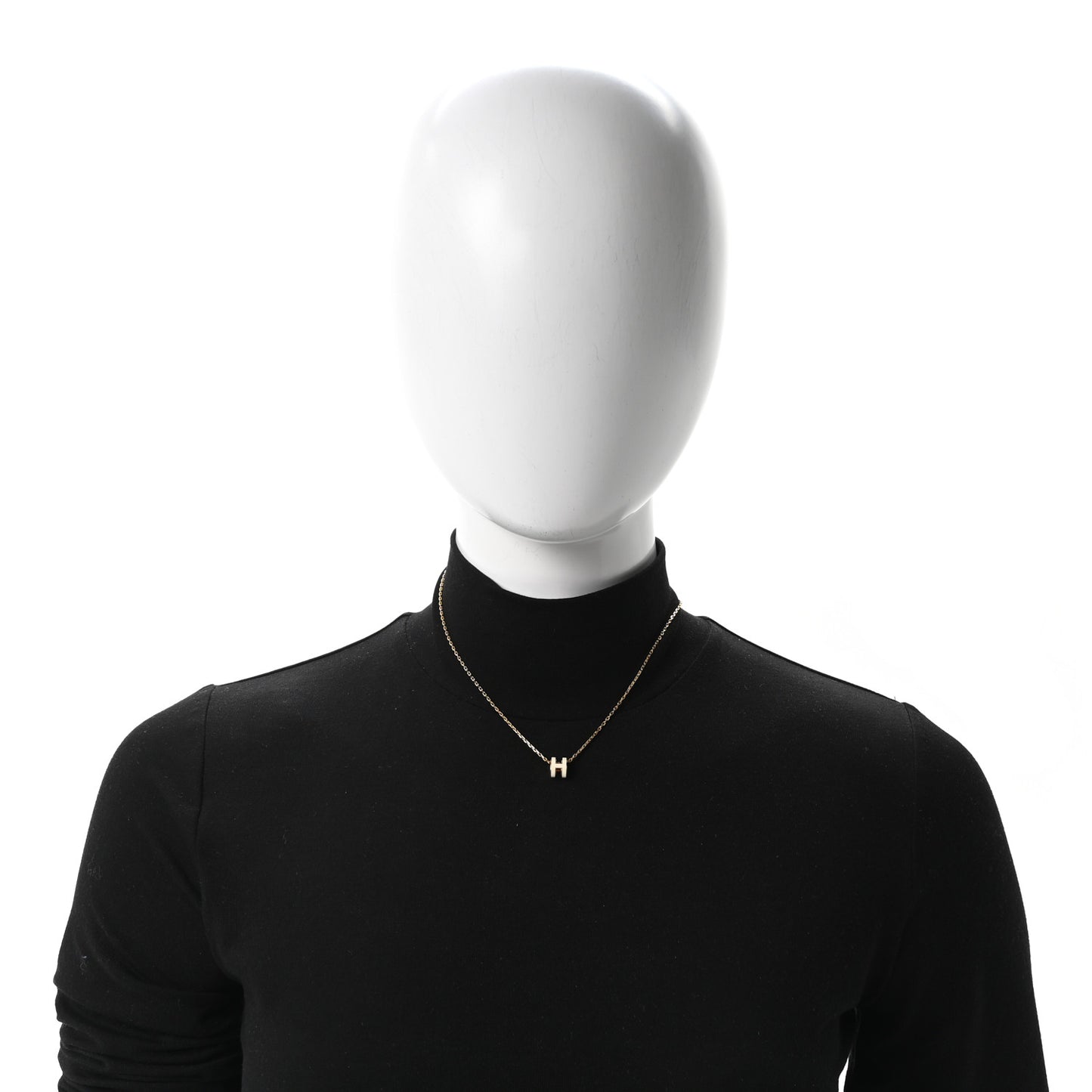 Lacquered Gold Mini Pop H Pendant Necklace White