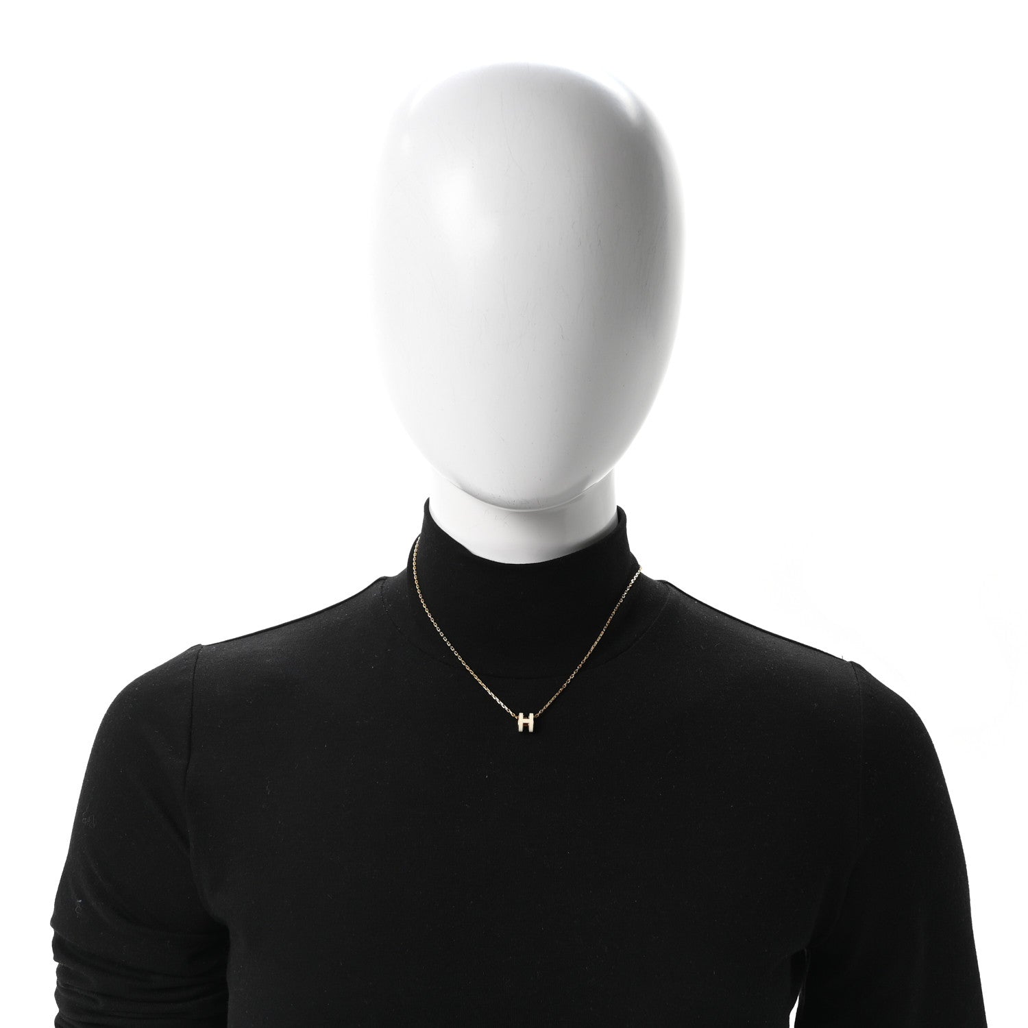 Hermes Lacquered Gold Mini Pop H Pendant Necklace White 2 of 4