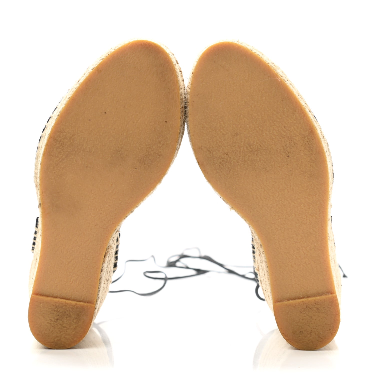Saint Laurent Calfskin Espadrille Lace-Up Wedges 37 Black 5 of 12