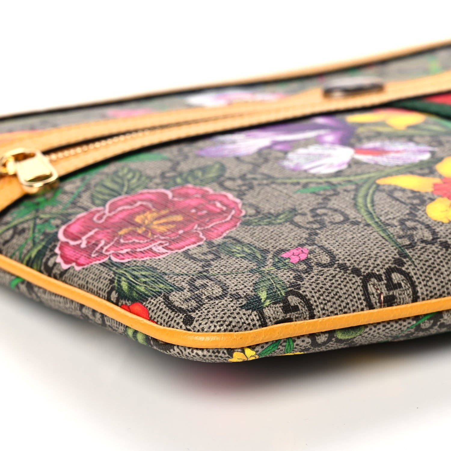 Gucci GG Supreme Monogram Flora Large Ophidia Pouch Clutch Beige Multicolor Crop 9 of 10