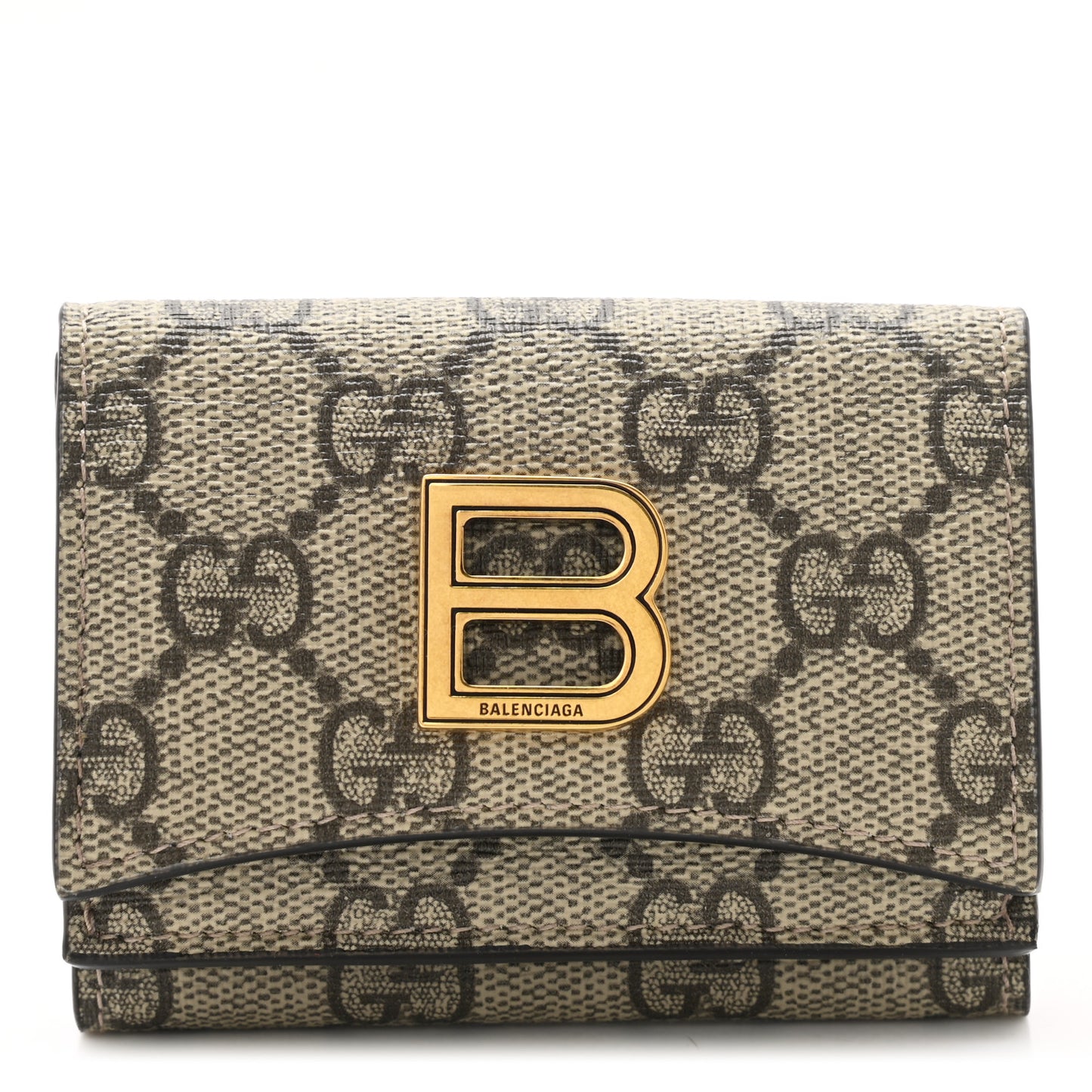 X BALENCIAGA GG Supreme Monogram Card Case Wallet Beige Ebony