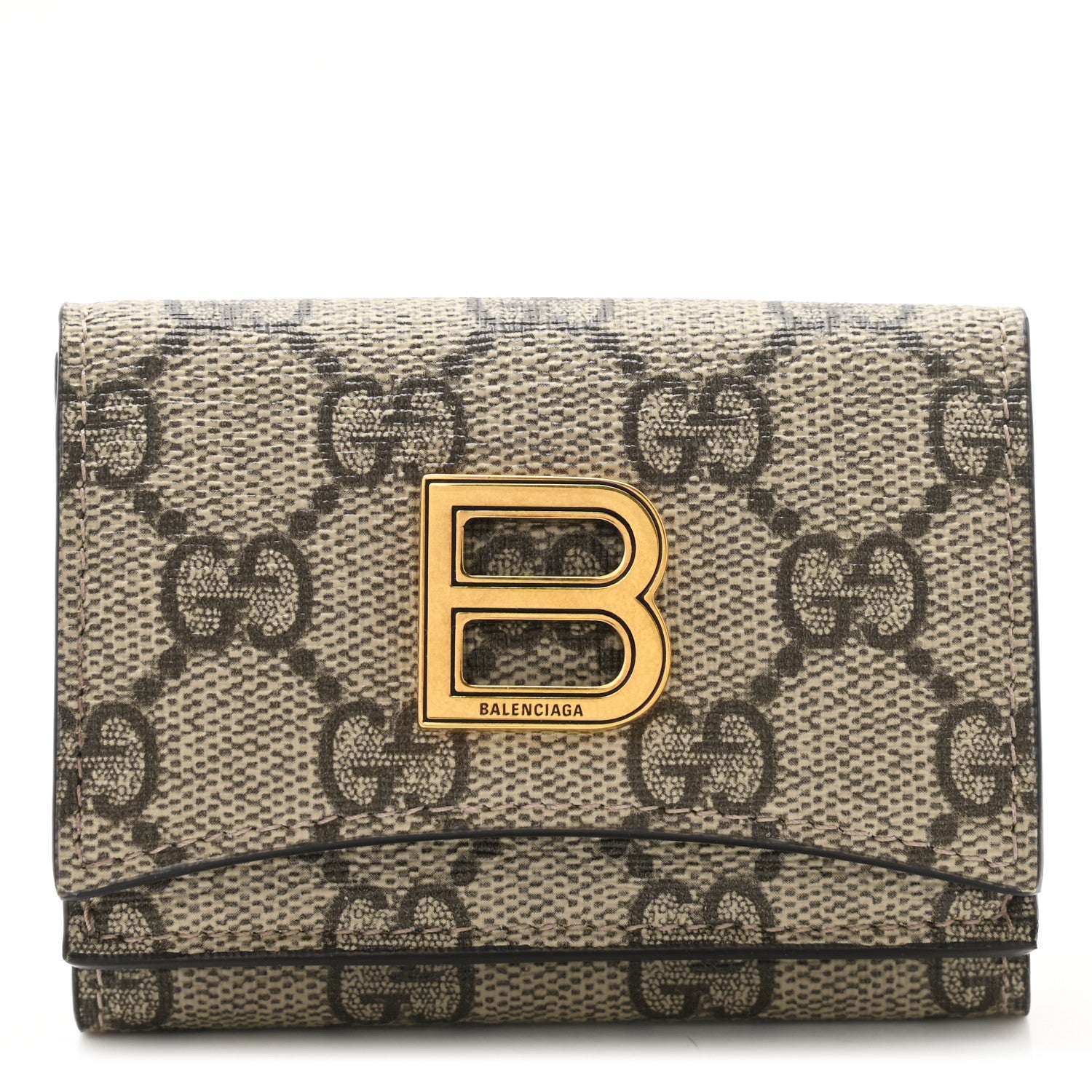 Gucci X BALENCIAGA GG Supreme Monogram Card Case Wallet Beige Ebony 1 of 7
