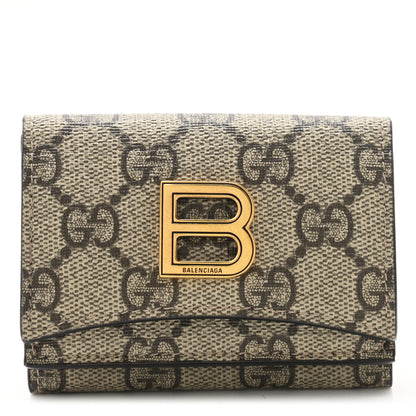 Gucci X BALENCIAGA GG Supreme Monogram Card Case Wallet Beige Ebony 1 of 7