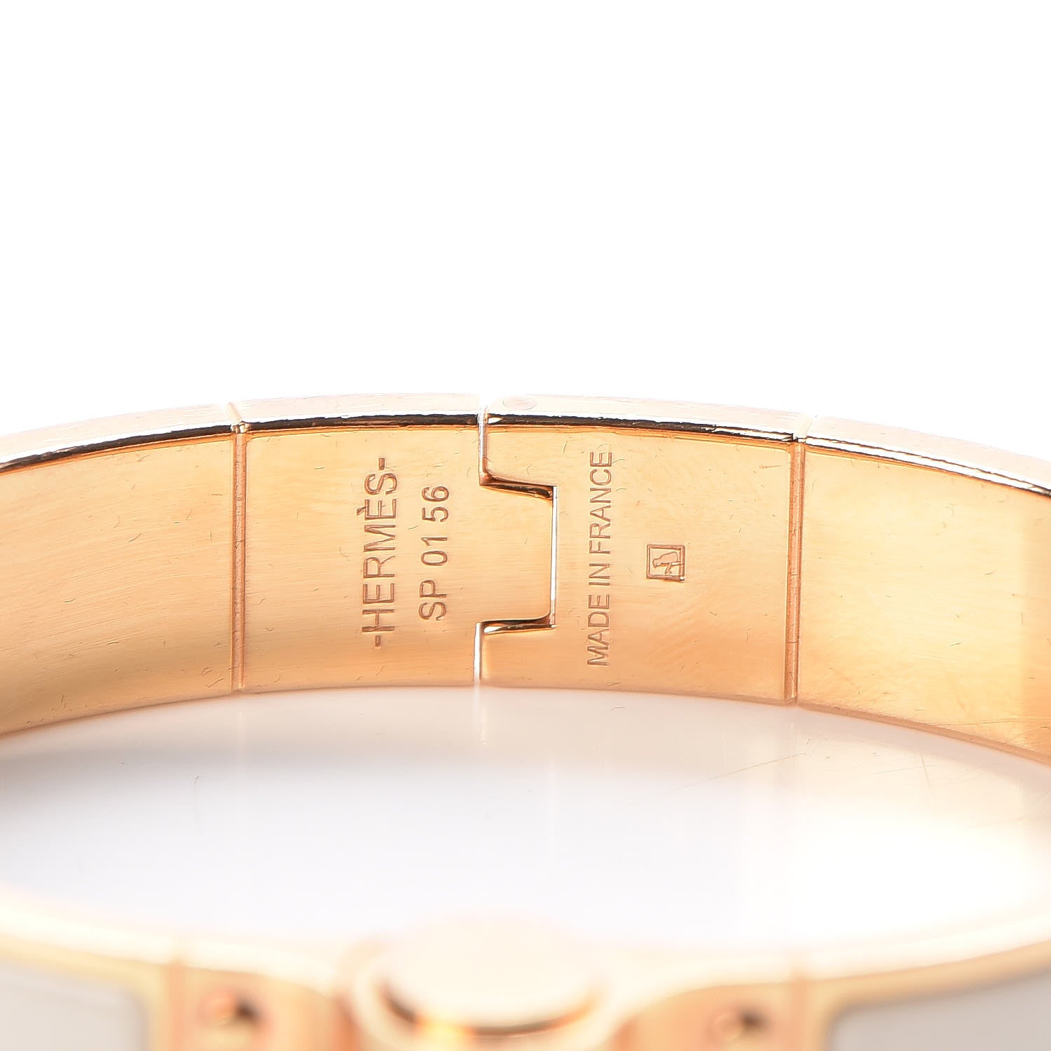 Hermes Enamel Charniere Uni Narrow Hinged Bracelet S Pannacotta 4 of 5