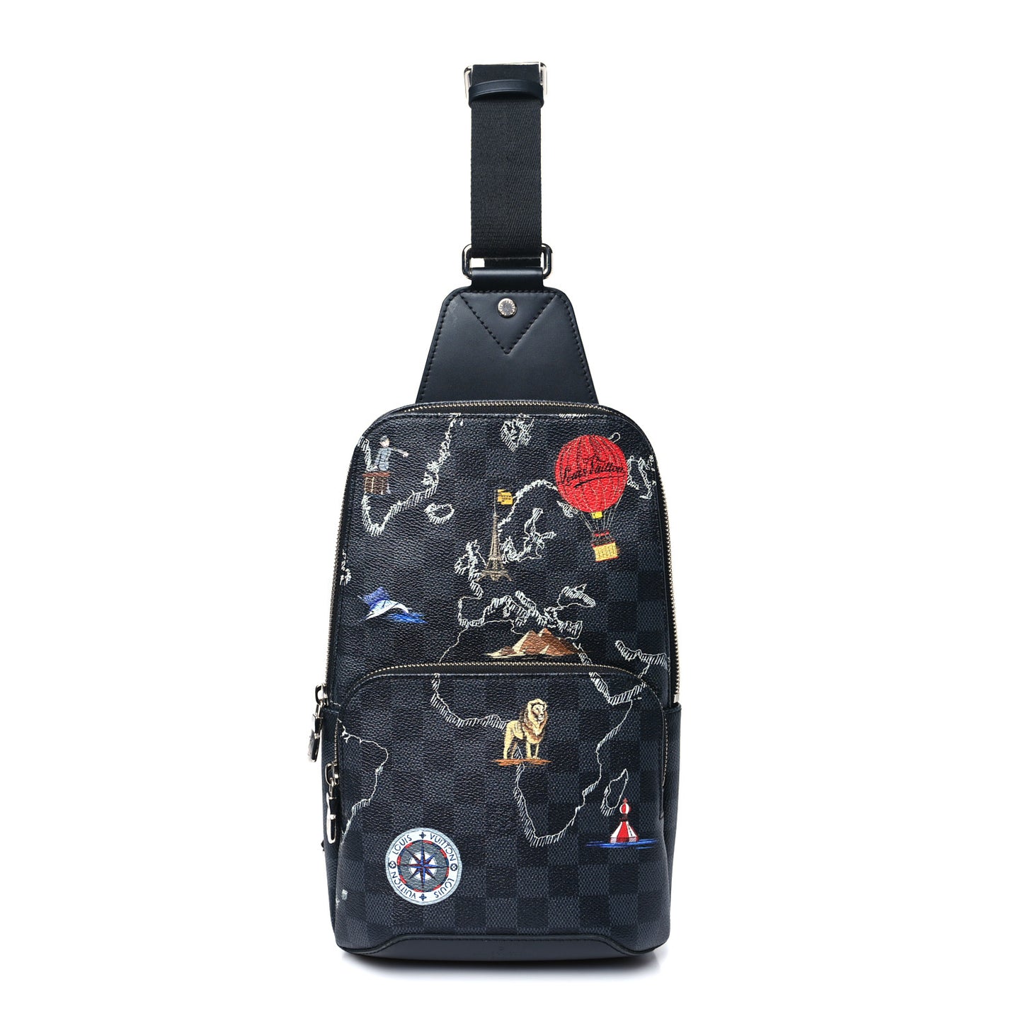 Damier Graphite World Map Avenue Sling Backpack