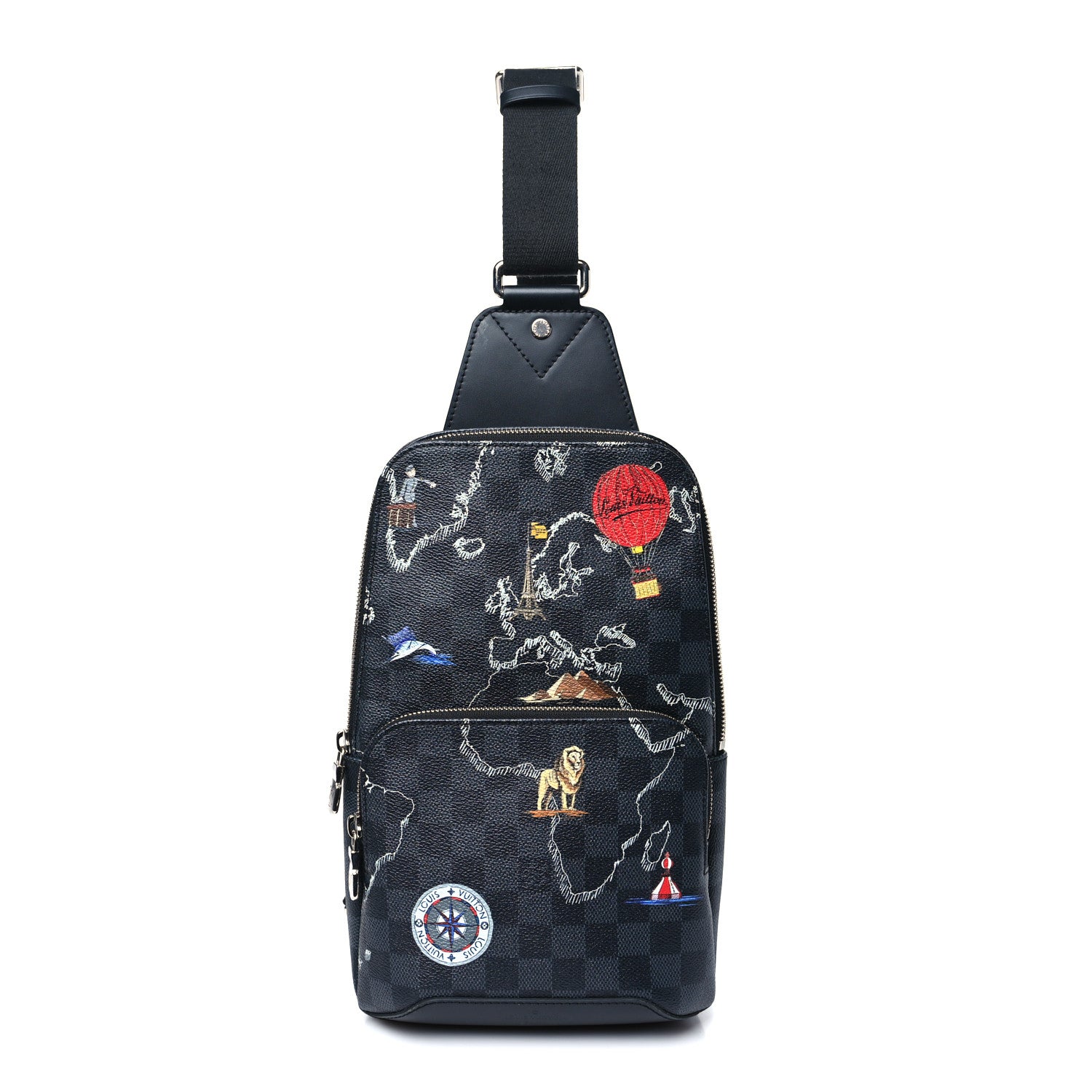 Louis Vuitton Damier Graphite World Map Avenue Sling Backpack 1 of 9