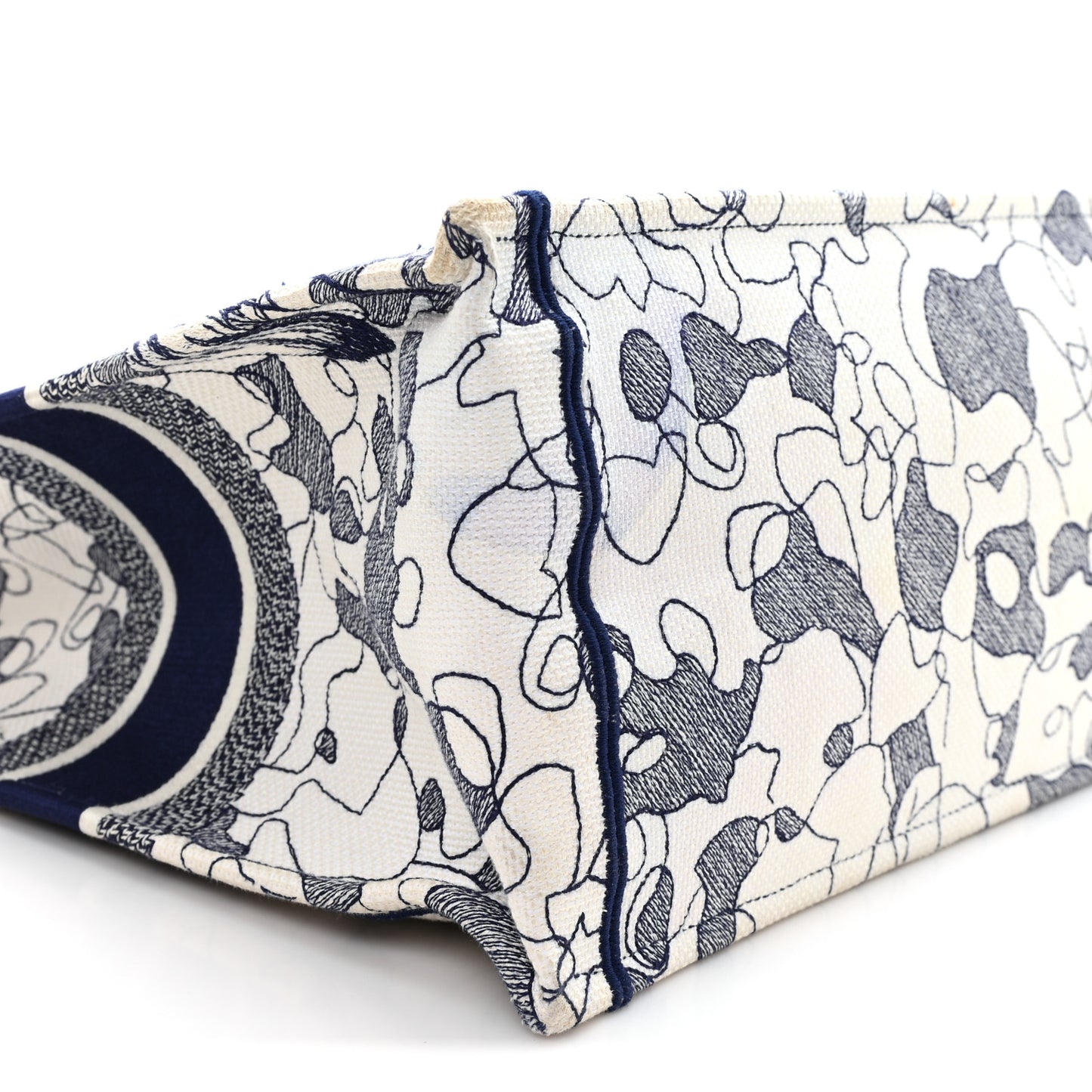 Canvas Embroidered Large Around The World Book Tote Blue