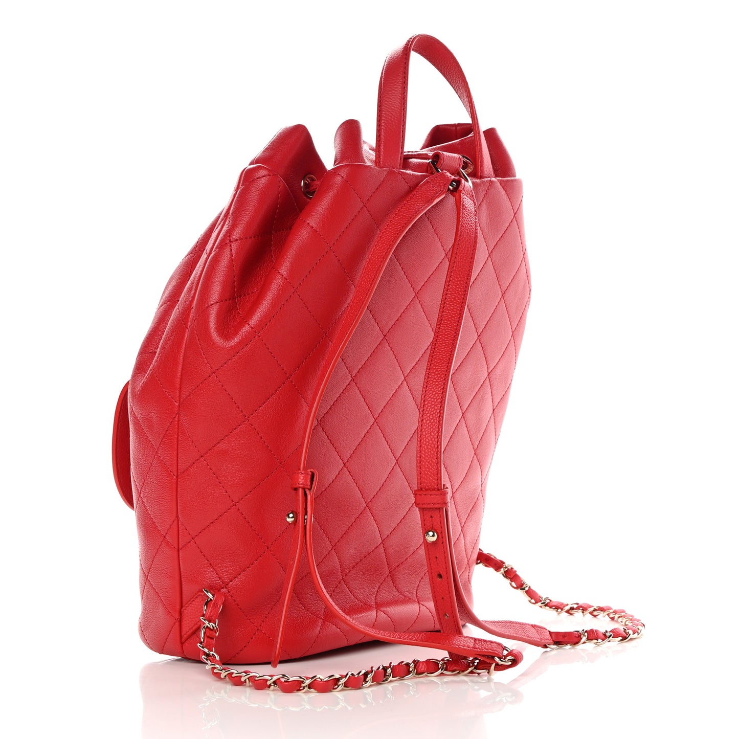 Sheepskin Caviar Quilted Daily Round Backpack Red