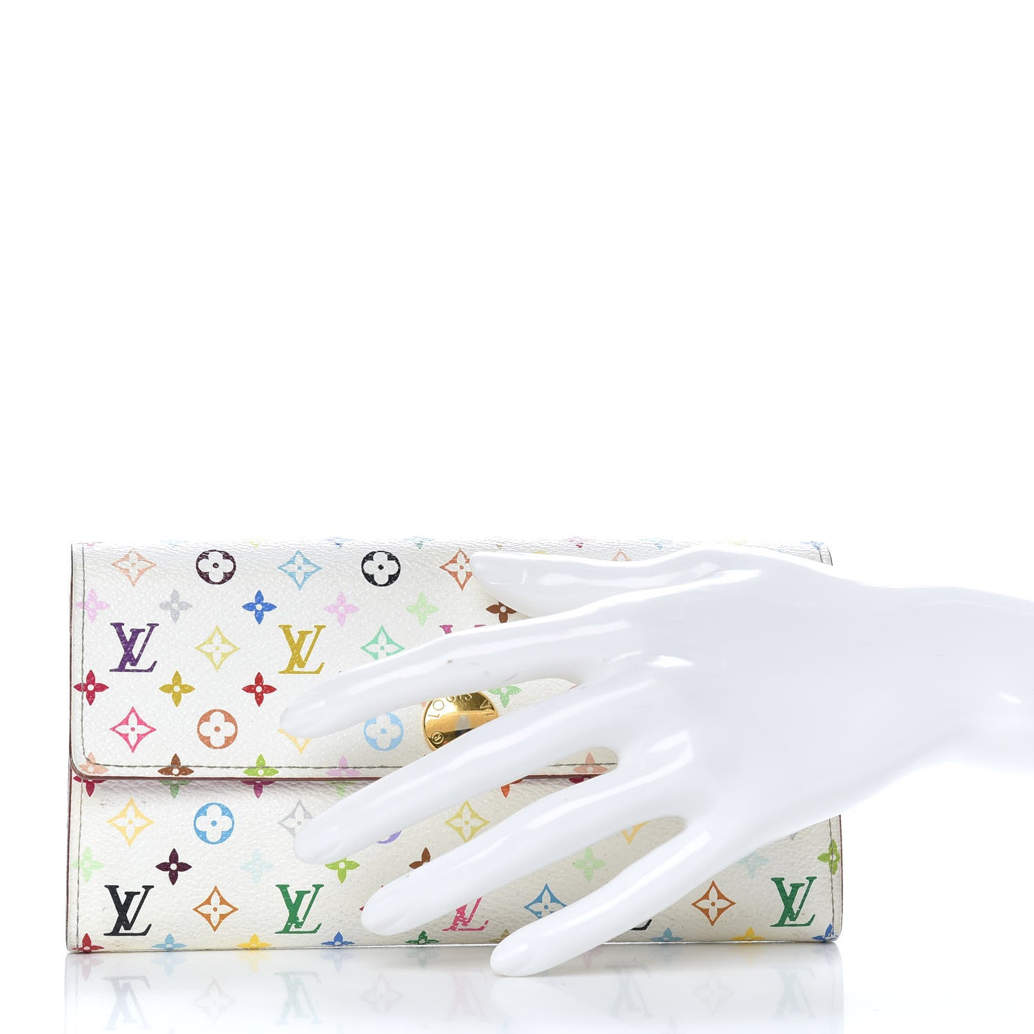 Louis Vuitton Monogram Multicolor Sarah Wallet White Litchi 2 of 9