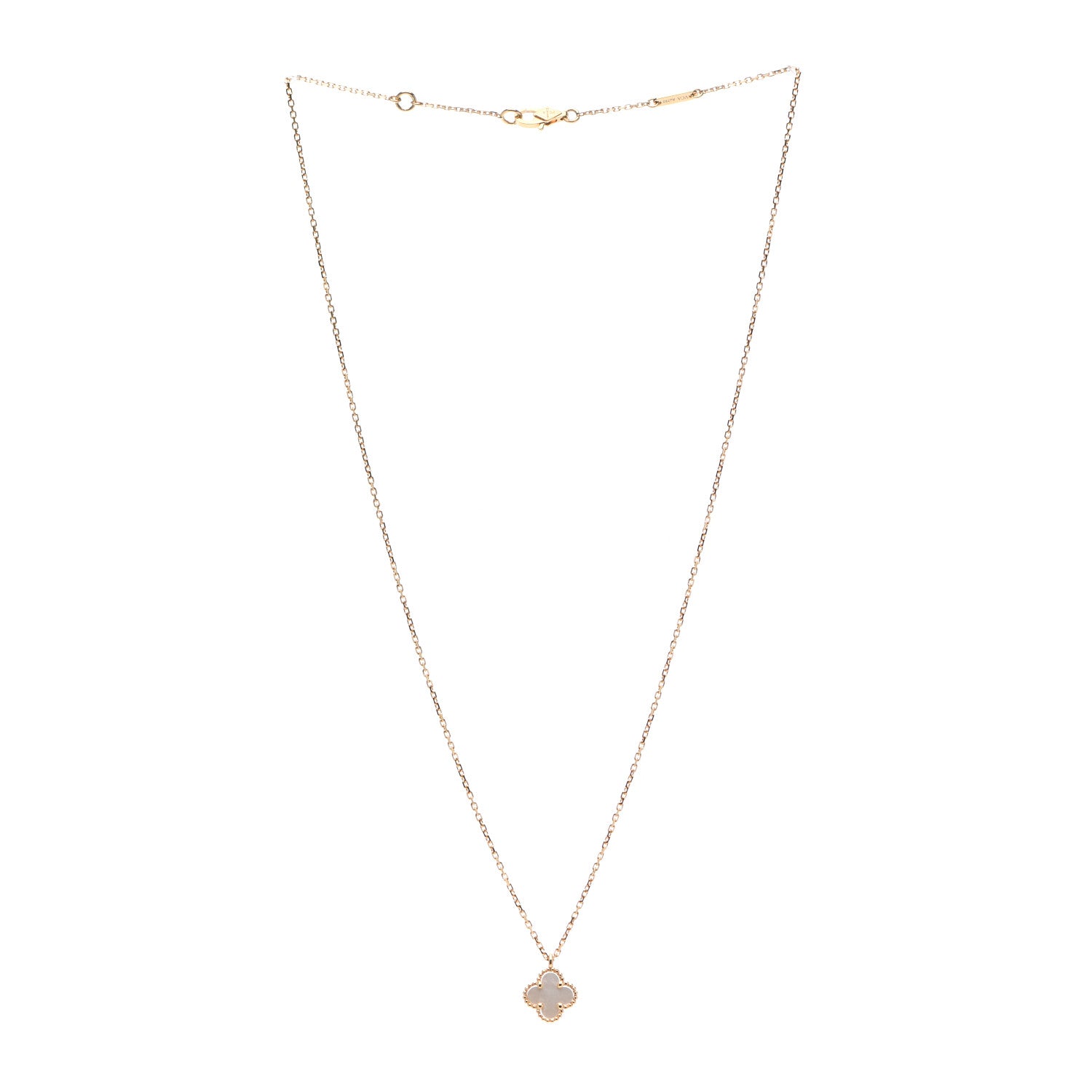 Van Cleef & Arpels 18K Yellow Gold Mother of Pearl Sweet Alhambra Pendant Necklace 3 of 5