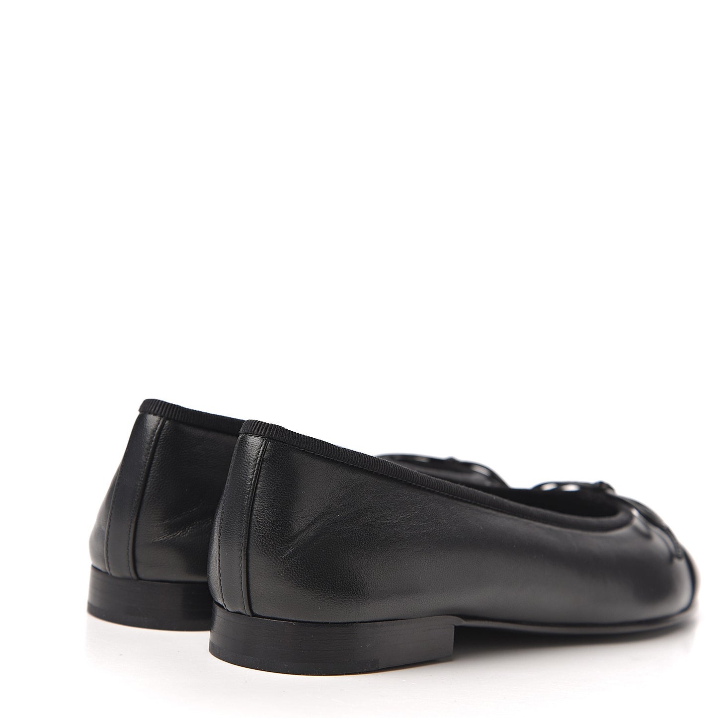 Lambskin Cap Toe Ballerina Flats 38 Black