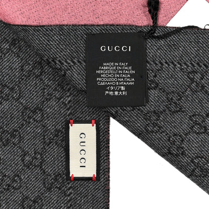 Gucci Wool GG Monogram Lonarin Fringe Scarf Anthracite Pink 3 of 3