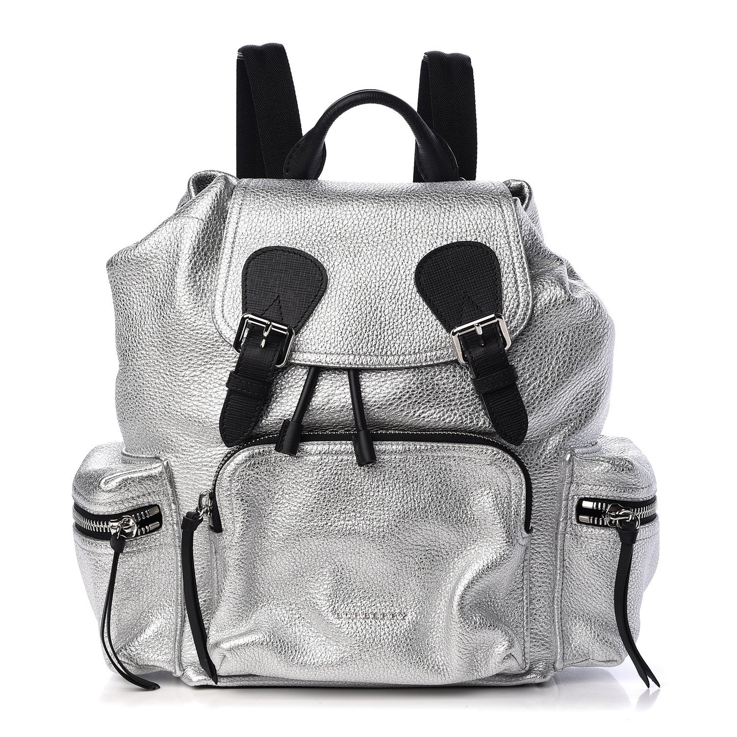 Metallic Deerskin Medium Rucksack Backpack Silver