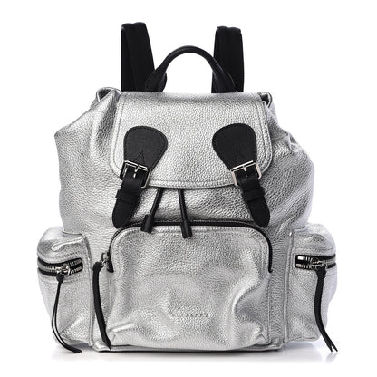 Burberry Metallic Deerskin Medium Rucksack Backpack Silver 1 of 9