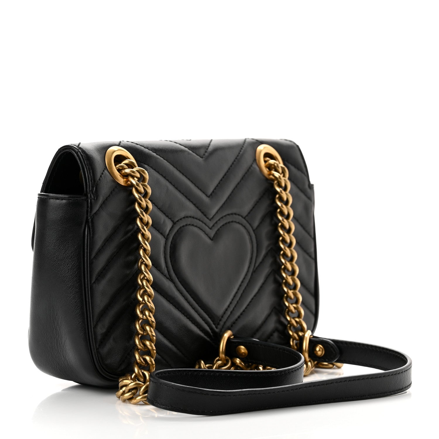 Gucci Calfskin Matelasse Mini GG Marmont Shoulder Bag Black 3 of 10