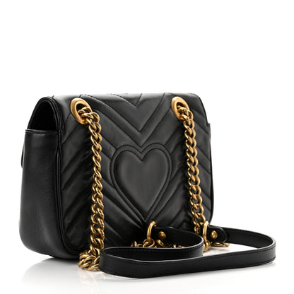 Gucci Calfskin Matelasse Mini GG Marmont Shoulder Bag Black 3 of 10