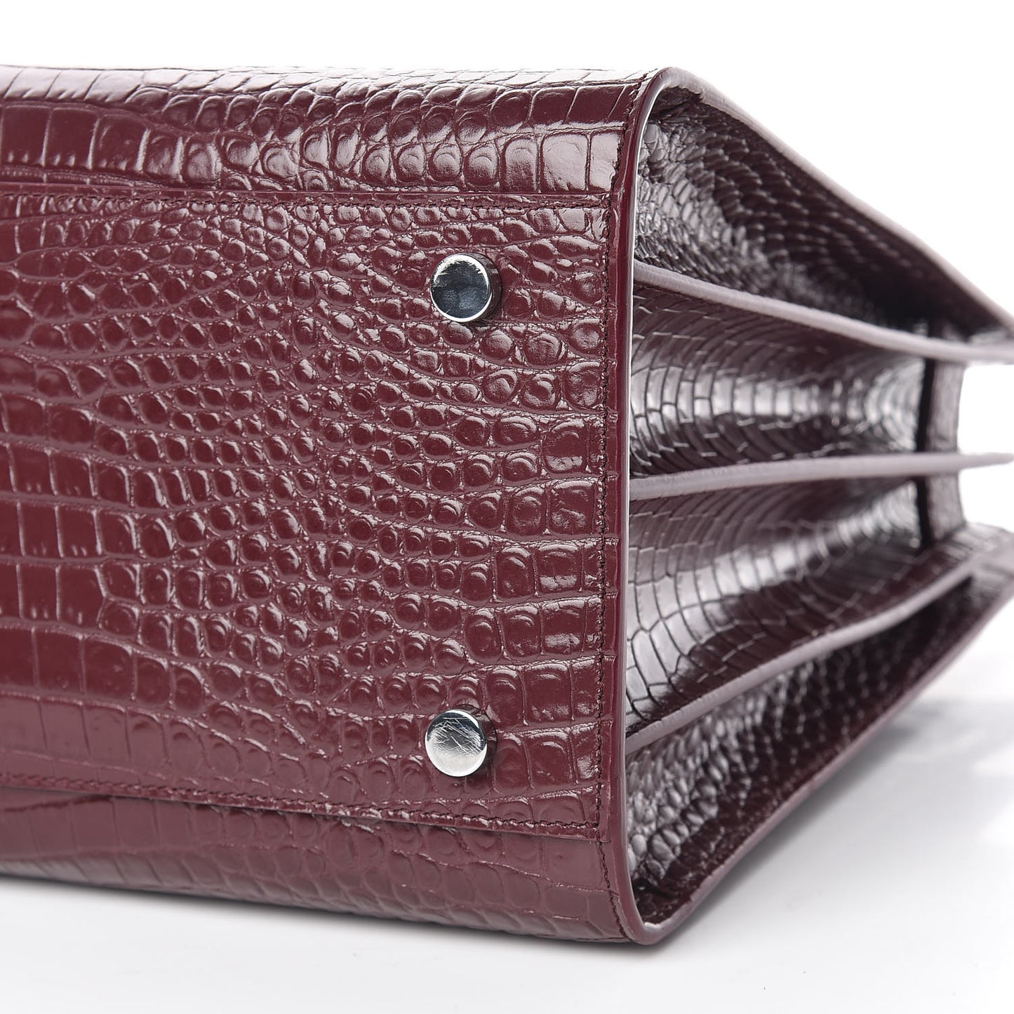 Calfskin Crocodile Embossed Small Sac de Jour Rouge Legion