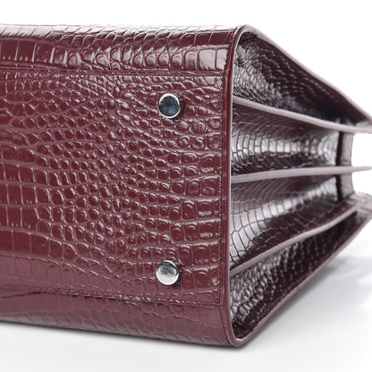 Saint Laurent Calfskin Crocodile Embossed Small Sac de Jour Rouge Legion 10 of 11