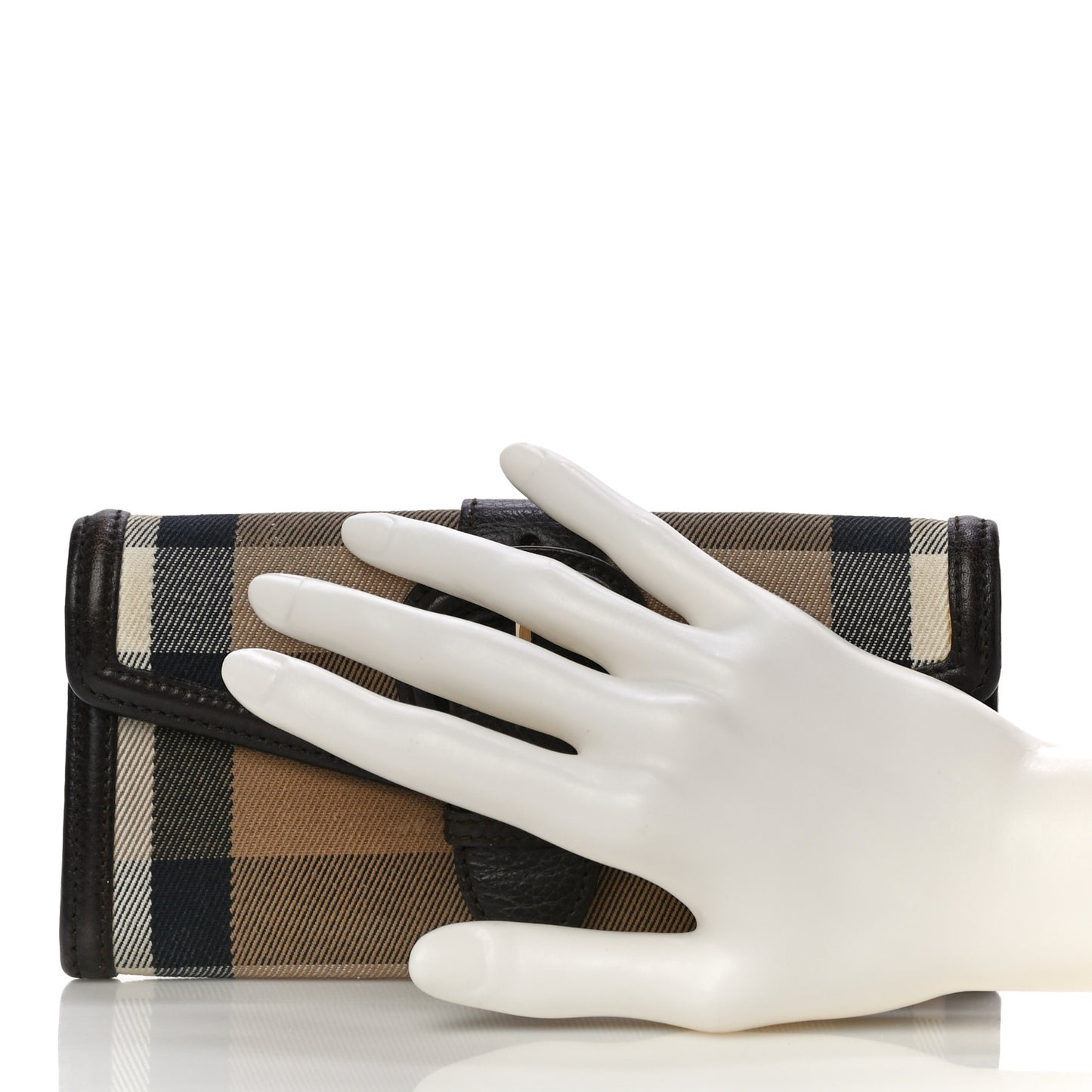 Calfskin Mega Check Continental Wallet Black