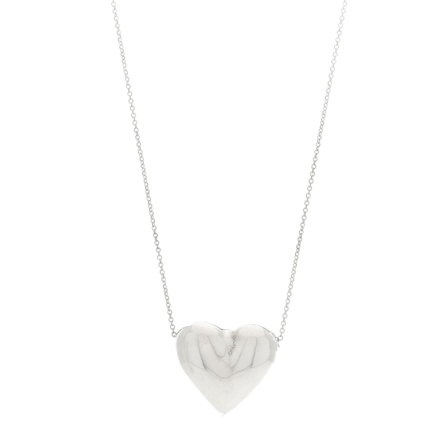 Tiffany Sterling Silver Puffed Heart Pendant Necklace 1 of 4