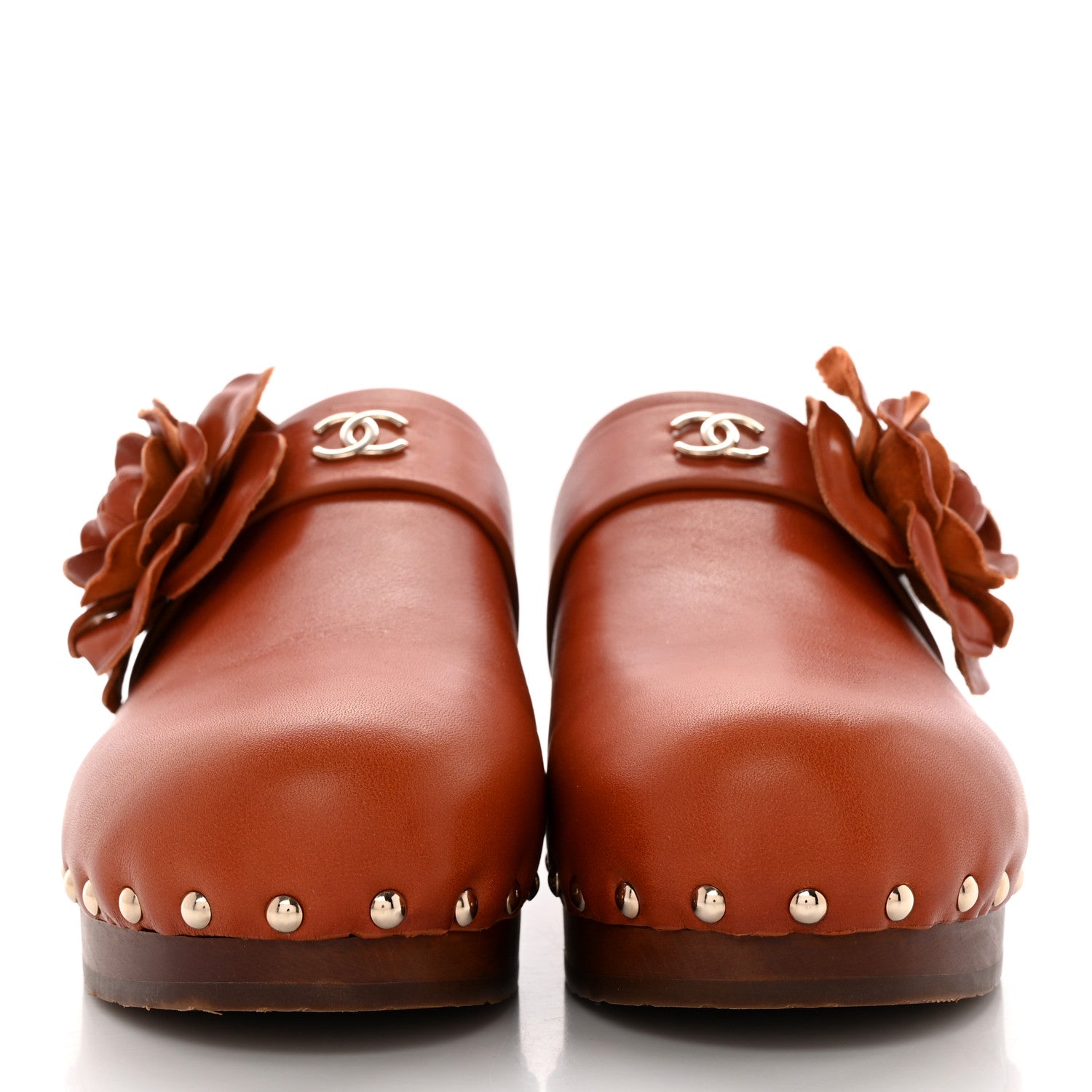 Chanel Calfskin Camellia Clogs 41 Brown 2 of 12