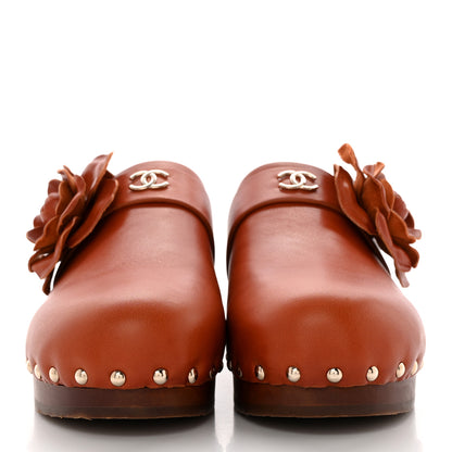 Chanel Calfskin Camellia Clogs 41 Brown 2 of 12