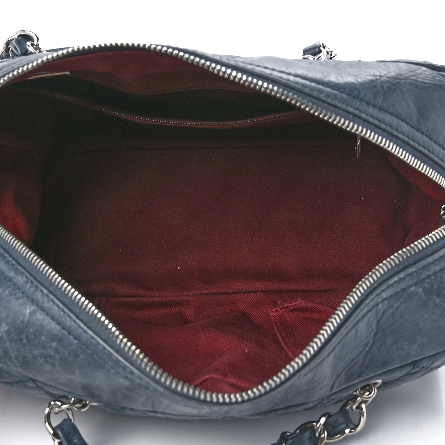 Aged Calfskin Quilted Cotton Club Bowler Blue