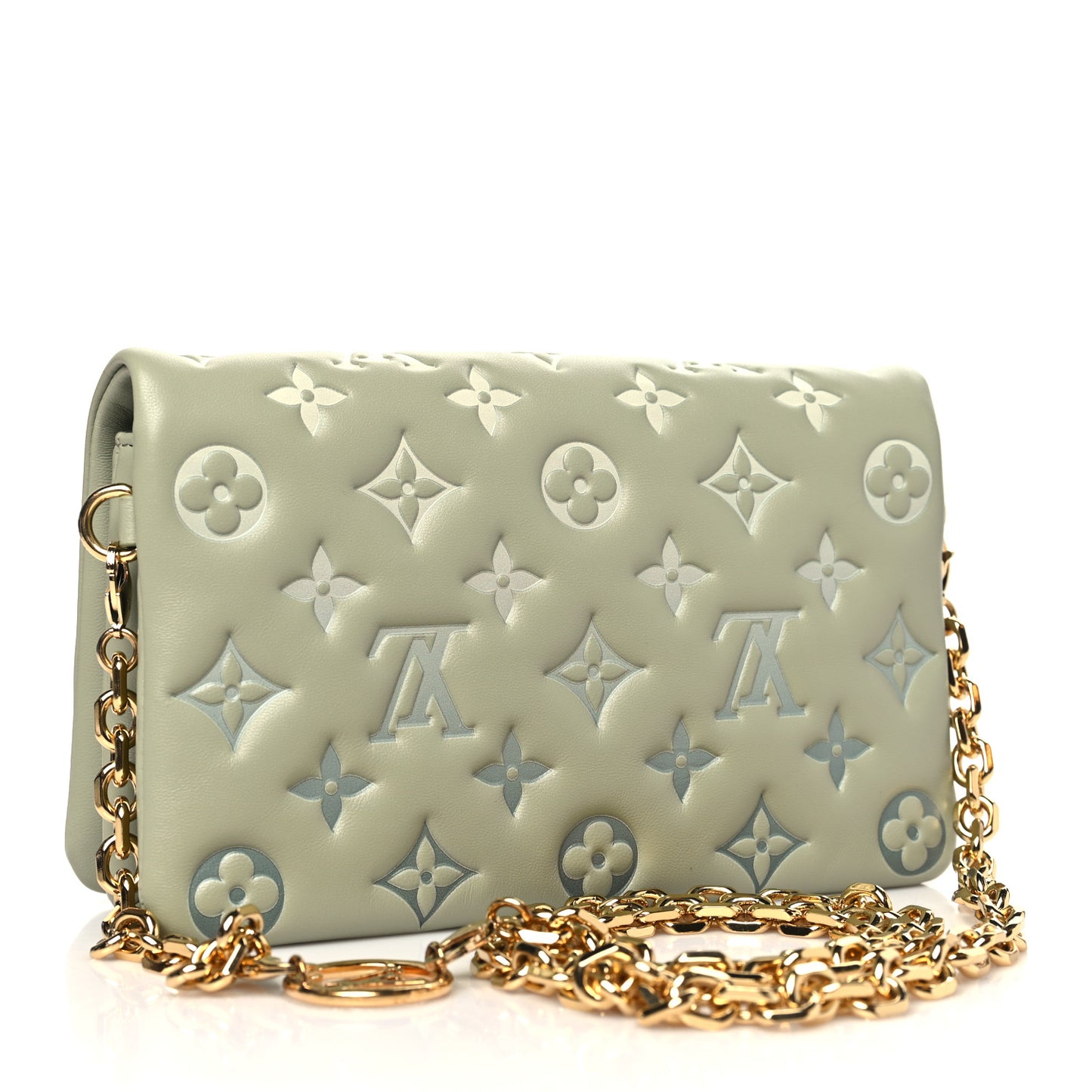 Lambskin Embossed Monogram Pochette Coussin Green