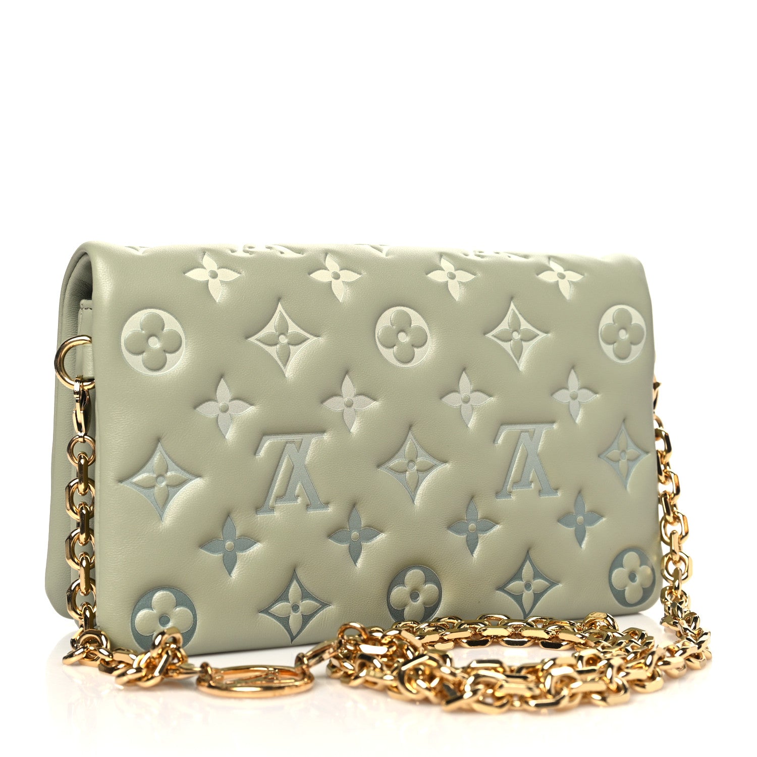 Louis Vuitton Lambskin Embossed Monogram Pochette Coussin Green 3 of 9