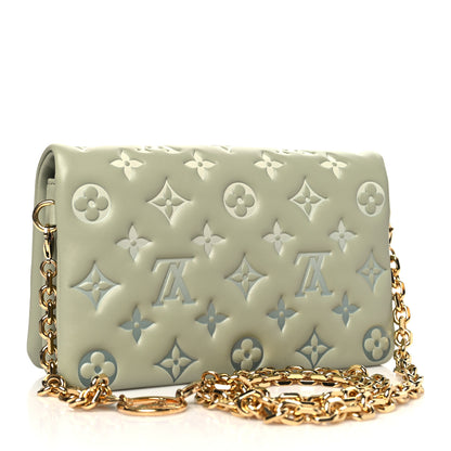 Louis Vuitton Lambskin Embossed Monogram Pochette Coussin Green 3 of 9