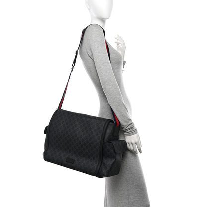Gucci GG Supreme Monogram Web Messenger Diaper Bag Black Grey 2 of 11