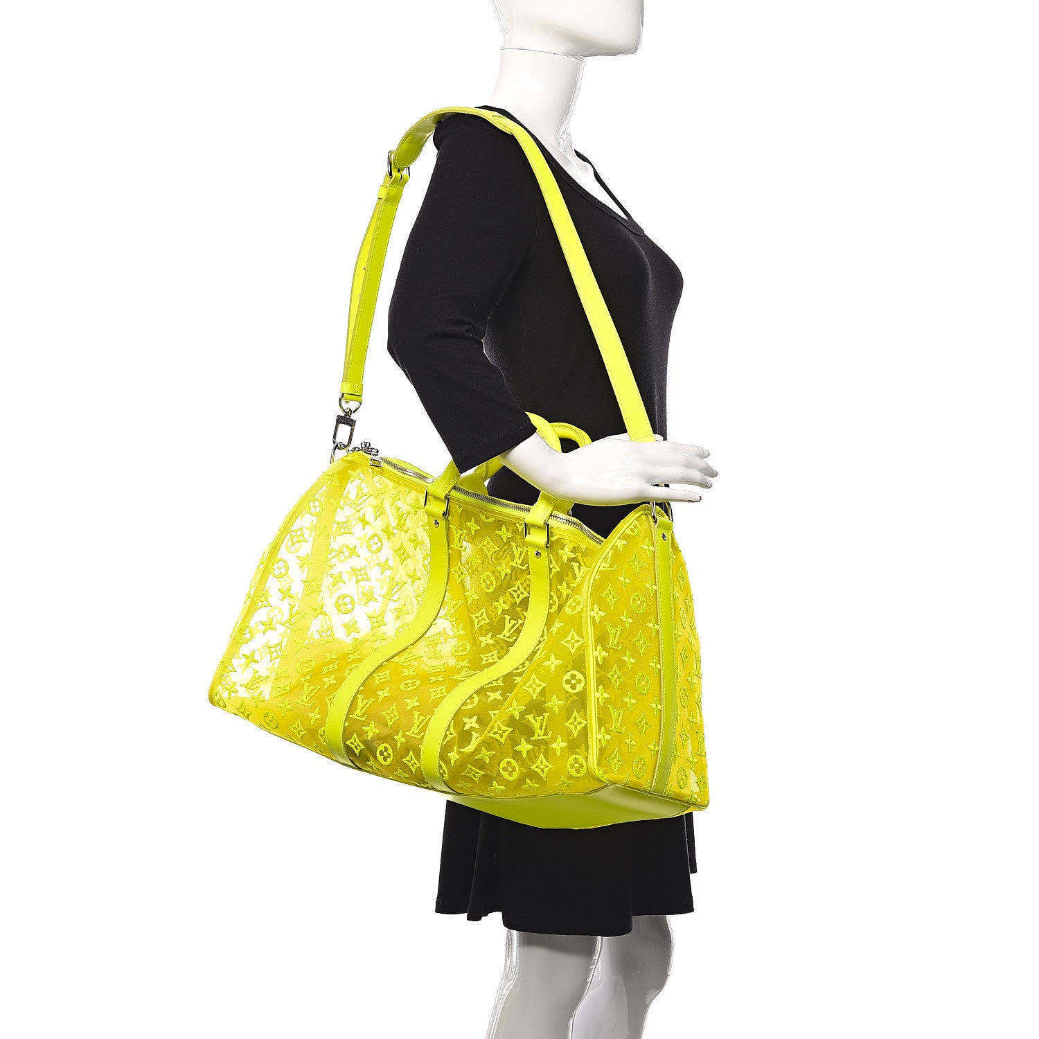 Louis Vuitton Monogram Fluo See Through Keepall Bandouliere 50 Yellow 2 of 10