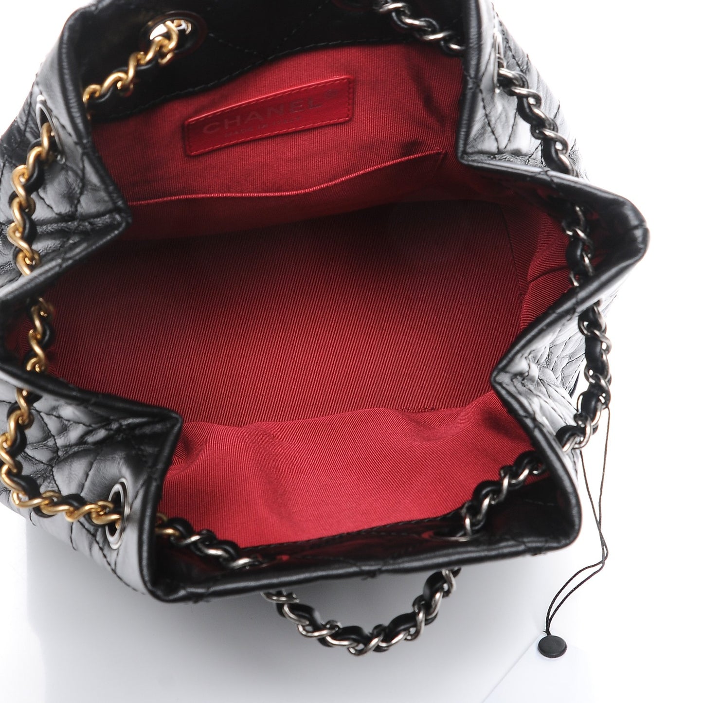 Aged Calfskin Quilted Gabrielle Backpack Black