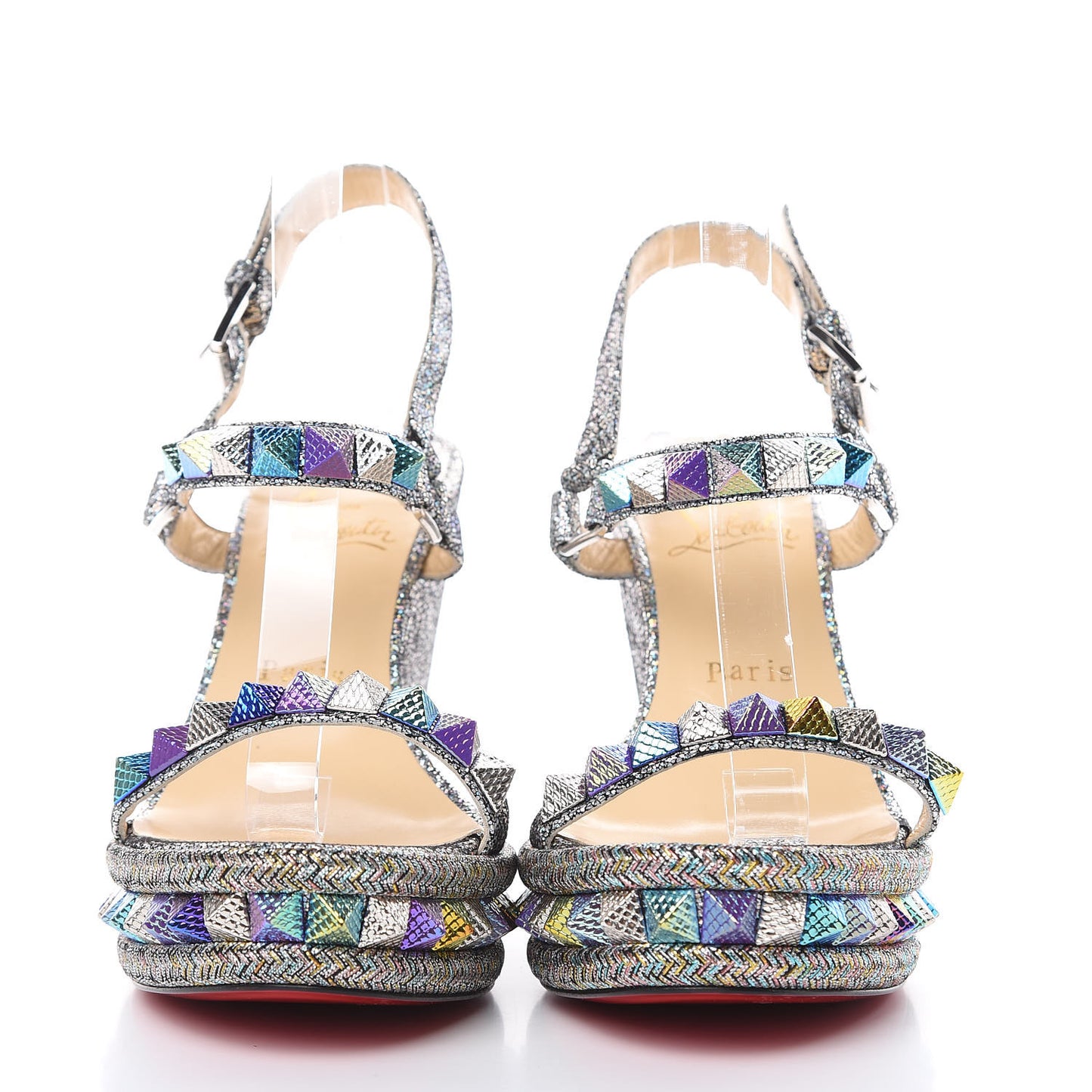 Nappa Mica Pyraclou 110 Wedge Sandals 39 Silver