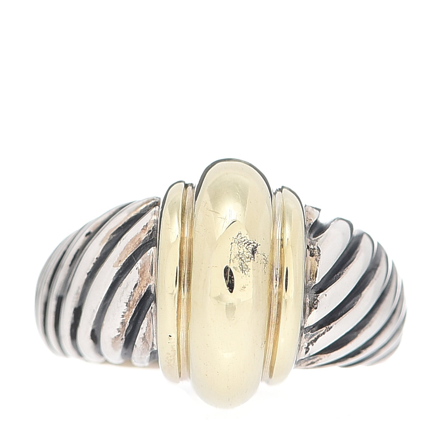 Sterling Silver 14K Yellow Gold Cable Station Ring 54 7