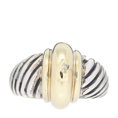 David Yurman Sterling Silver 14K Yellow Gold Cable Station Ring 54 7 1 of 4