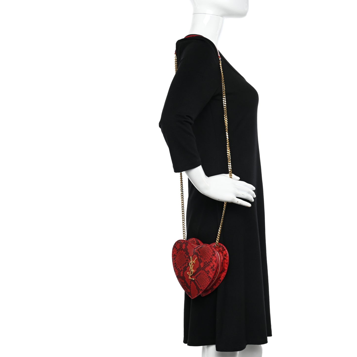 Python Small Love Heart Chain Bag Red Black