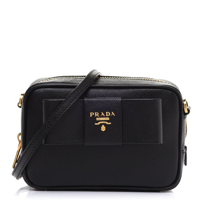 Prada Saffiano Fiocco Bow Camera Crossbody Bag Black 1 of 11