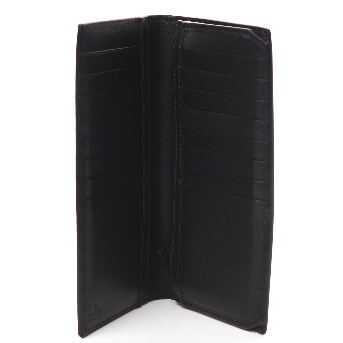 Calfskin GucciGhost Bi-Fold Long Wallet Black New Acquamarine