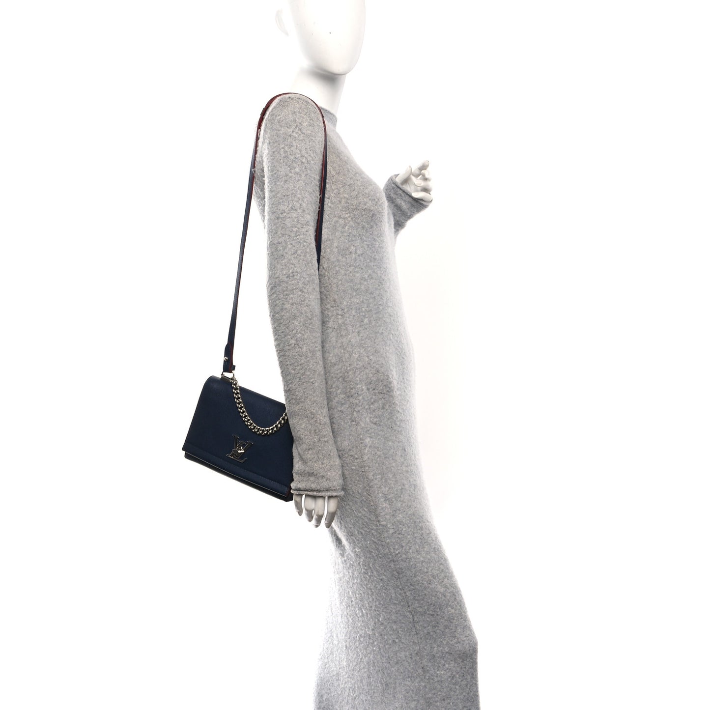 Calfskin Lockme II Chain Bag BB Marine Rouge