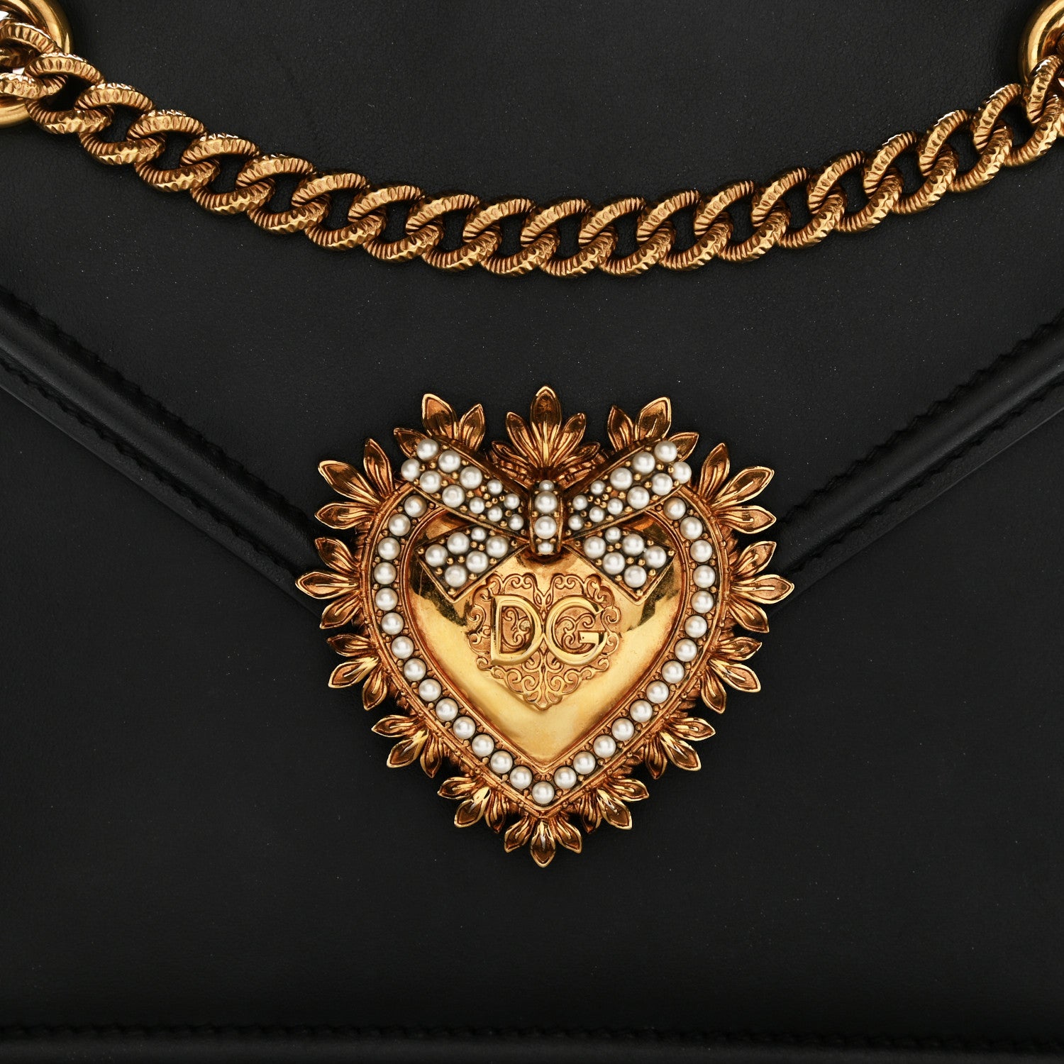 Dolce & Gabbana Smooth Calfskin Small Devotion Envelope Bag Black 7 of 9