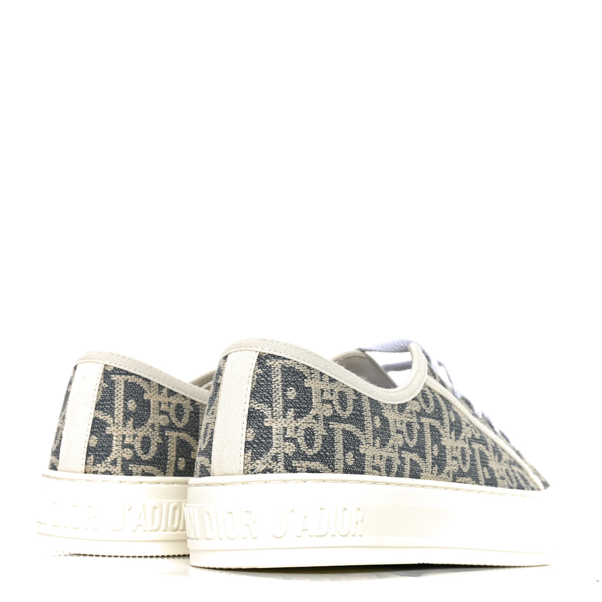 Oblique Chambray Raffia Effect Walk'N'Dior Low Top Sneakers 37 Blue Light Biscuit