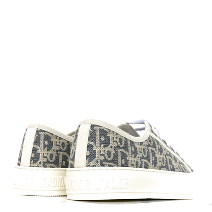 Christian Dior Oblique Chambray Raffia Effect Walk'N'Dior Low Top Sneakers 37 Blue Light Biscuit 4 of 8