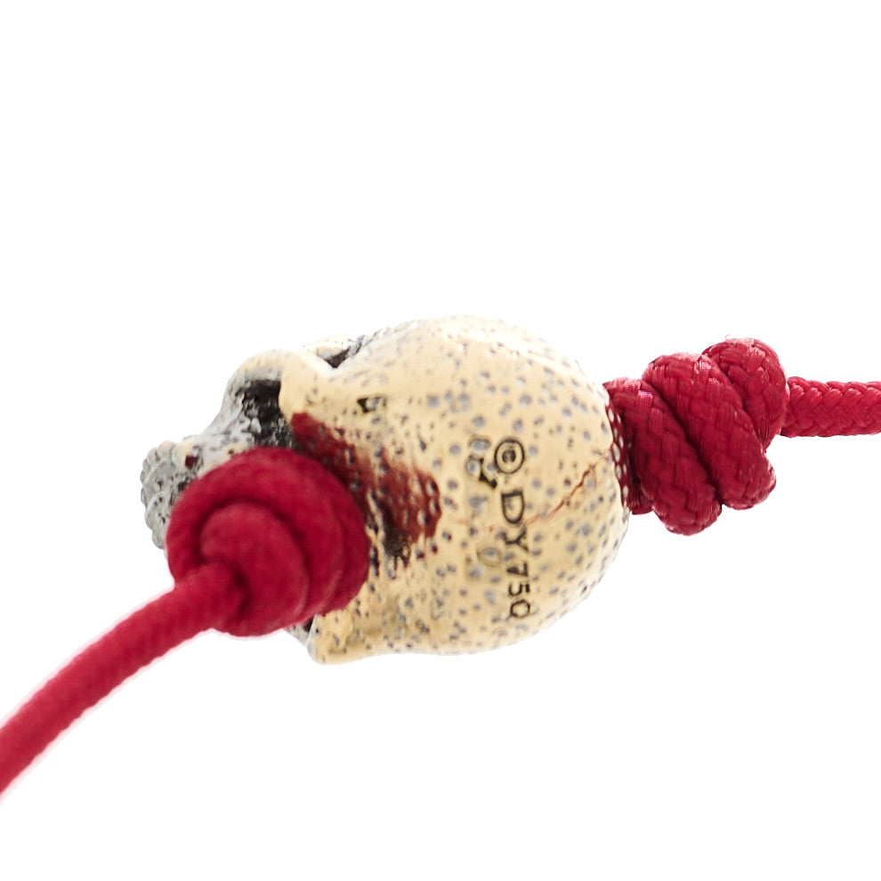 David Yurman 18K Yellow Gold Skull Cord Bracelet Red 3 of 3