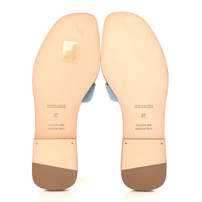 Hermes Denim Canvas Oran Sandals 37 Bleu Clair 5 of 9