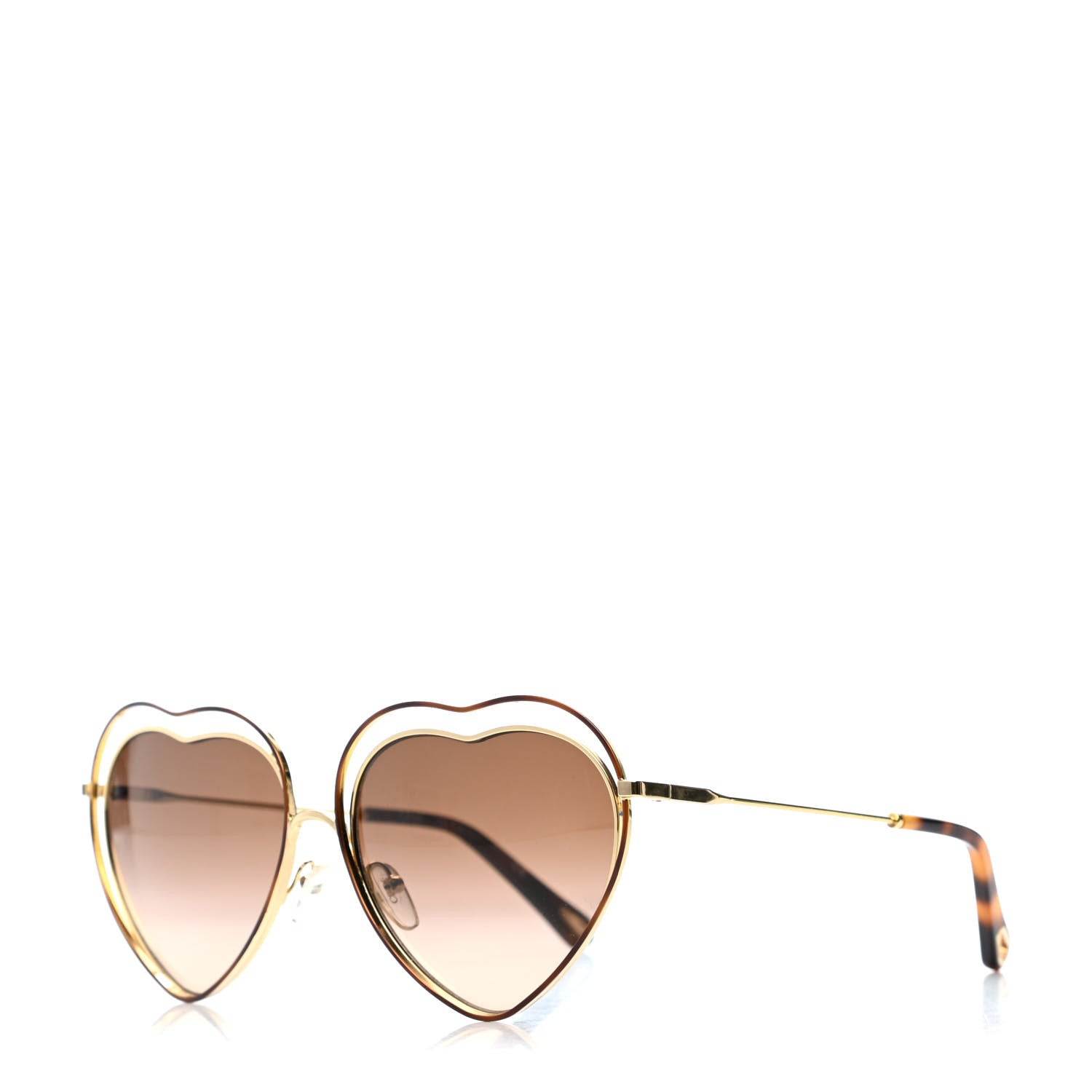 Chloe Metal Poppy Love Heart Sunglasses CE131S Gold Brown 1 of 4