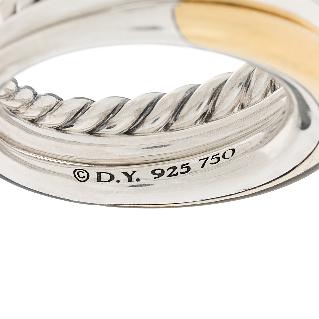 Sterling Silver 18K Yellow Gold Wide Pure Form Ring 60 9