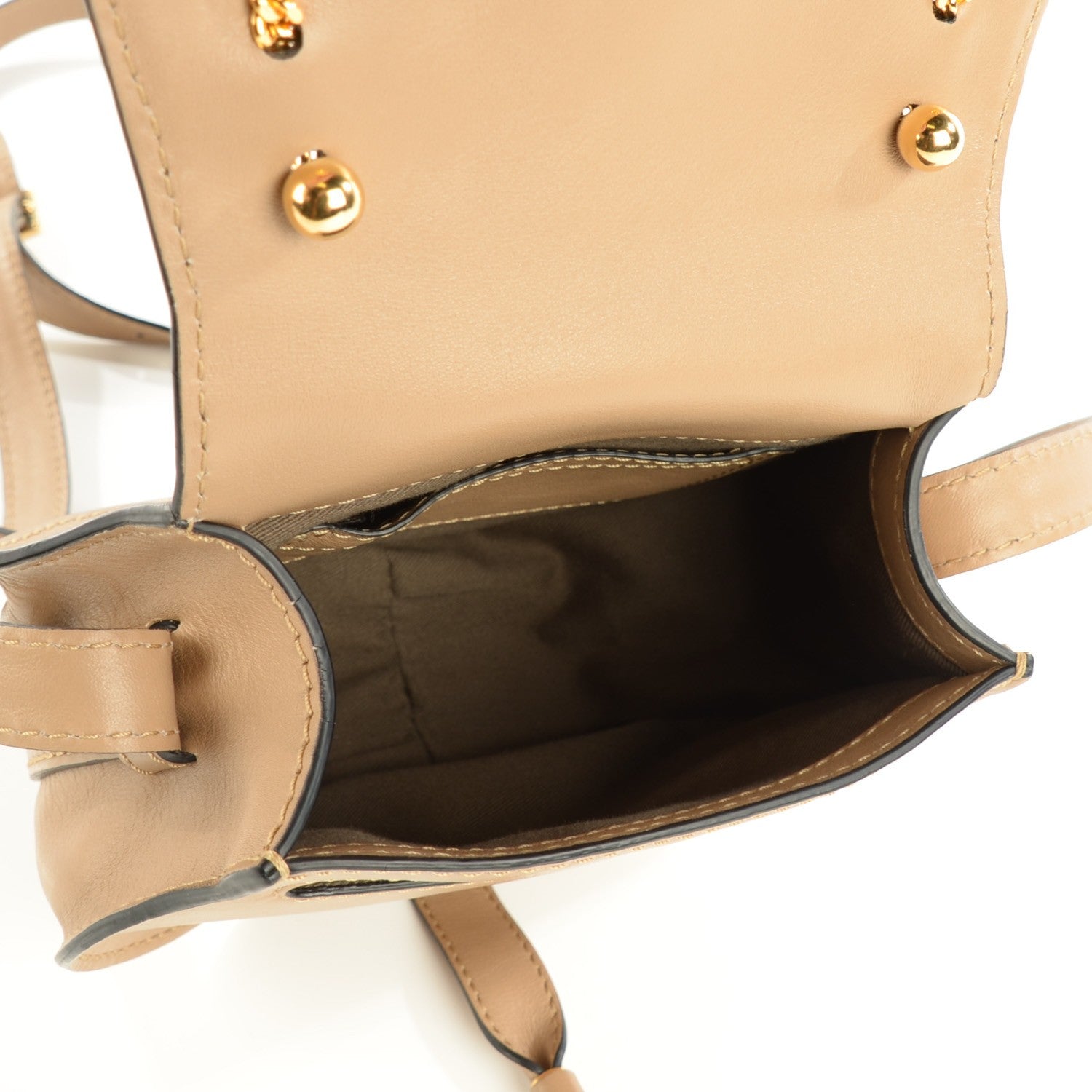 Chloe Calfskin Mini Marcie Chain Round Crossbody Bag Chestnut Cream 5 of 9