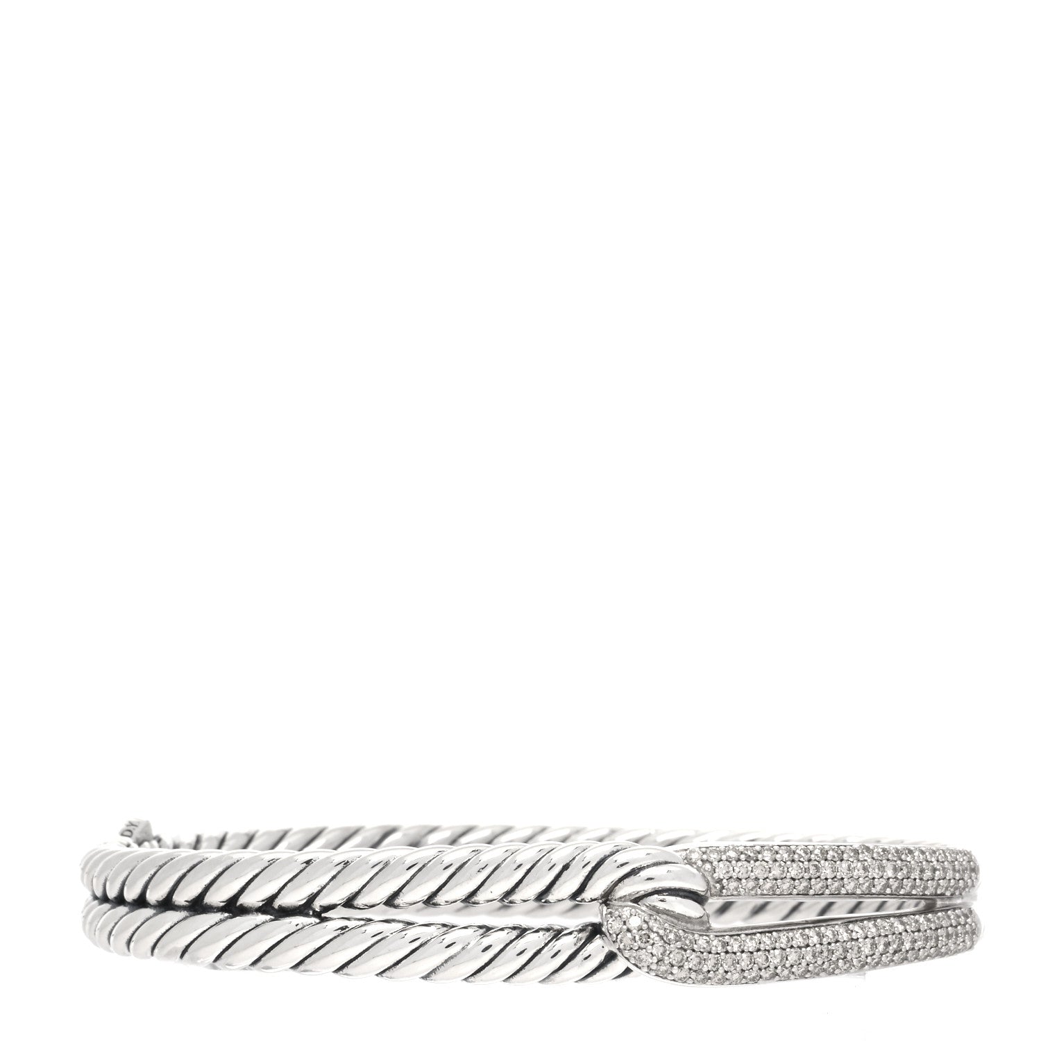 David Yurman Sterling Silver Diamond Pave 10mm Single Loop Labyrinth Bracelet 1 of 4