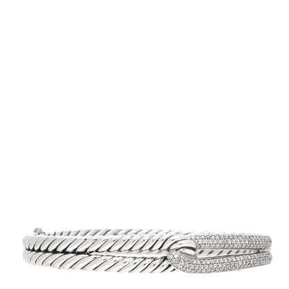 David Yurman Sterling Silver Diamond Pave 10mm Single Loop Labyrinth Bracelet 1 of 4